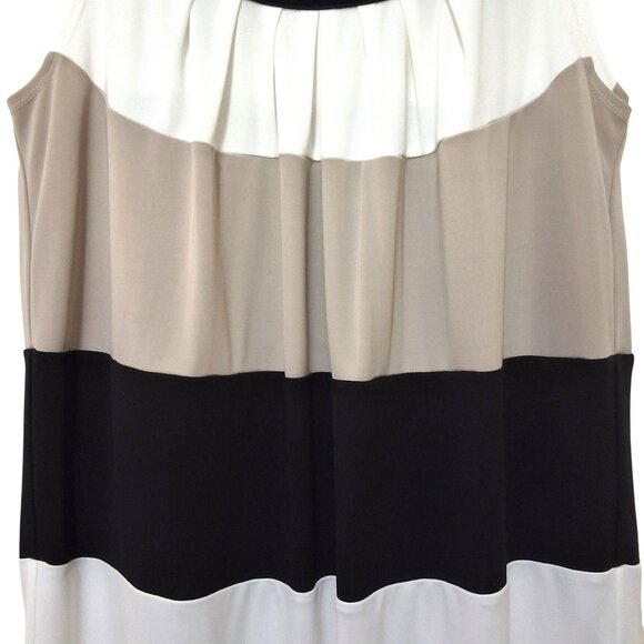 St. John Womens Sleeveless Colorblock Knit Top Bateau Neck Neutral - Size 10 - Picture 6 of 10